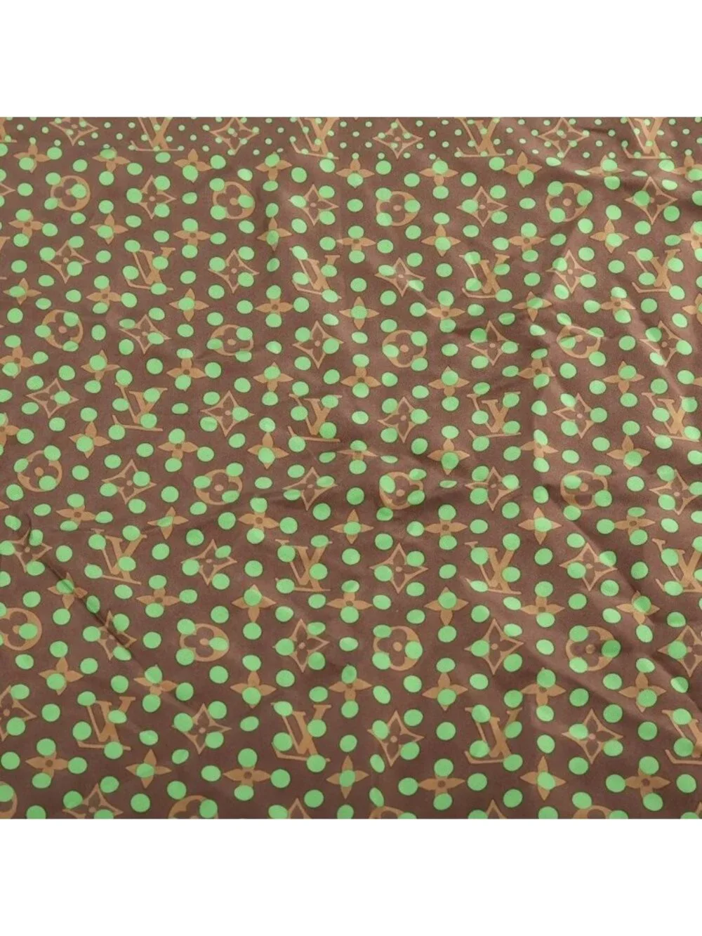 Louis Vuitton Monogram Perfo Dot Silk Scarf Brown Green